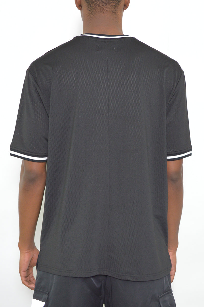 Micromesh Jersey Tee with Dual Stripe Tape Detail