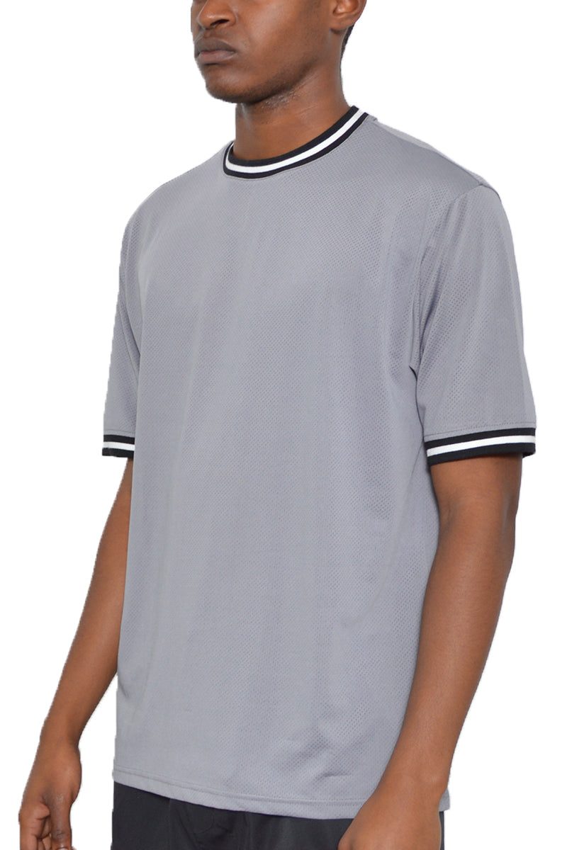 Micromesh Jersey Tee with Dual Stripe Tape Detail