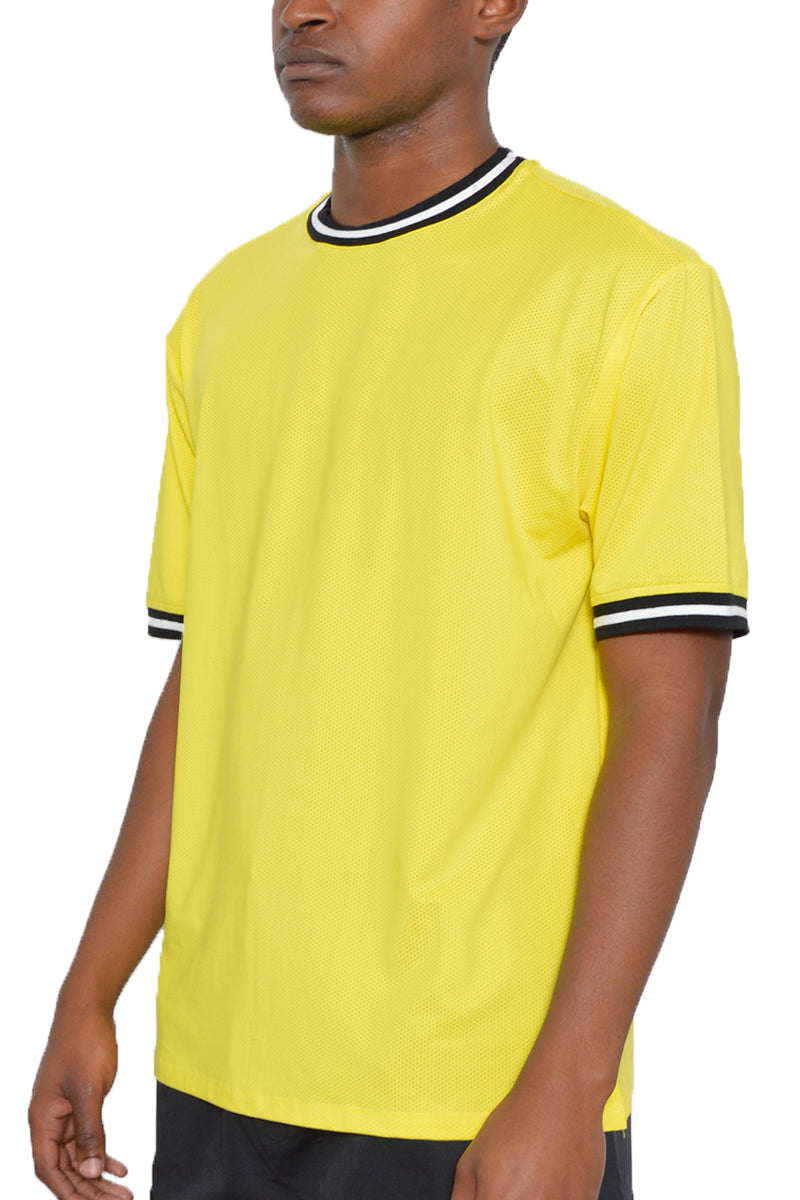 Micromesh Jersey Tee with Dual Stripe Tape Detail