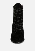 Sulfur Suede Leather Stiletto Ankle Boot