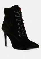 Sulfur Suede Leather Stiletto Ankle Boot