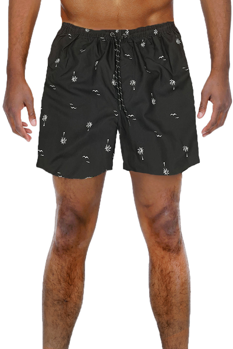White Palm Print Swim Shorts – 8.5" Inseam