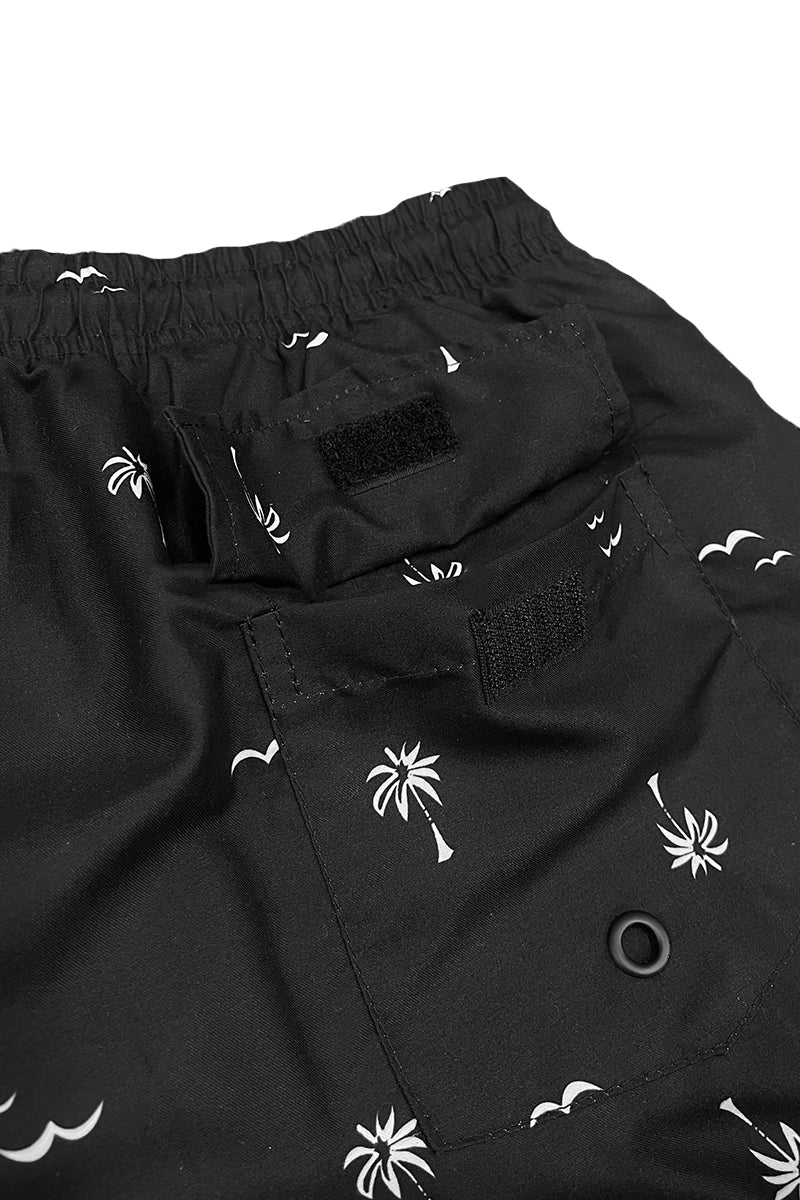 White Palm Print Swim Shorts – 8.5" Inseam