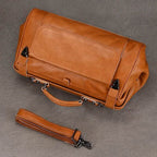 Top Grade Black Coffee Genuine Leather Travel Bag Anti-Theft Design - VacationGrabs