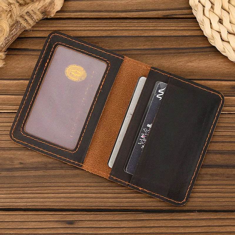 Simple Design Genuine Leather Card Holder Passport Wallet for Men - VacationGrabs