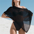 Off Shoulder Cover Up Tops Shirt Asymmetrical Sheer Knit Poncho Shrug Pullover Shawl Top Summer Holiday Beachwear
