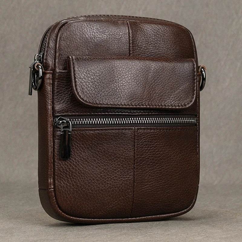 Casual Cowhide Men’s Crossbody Small Shoulder Bag for Phones - VacationGrabs