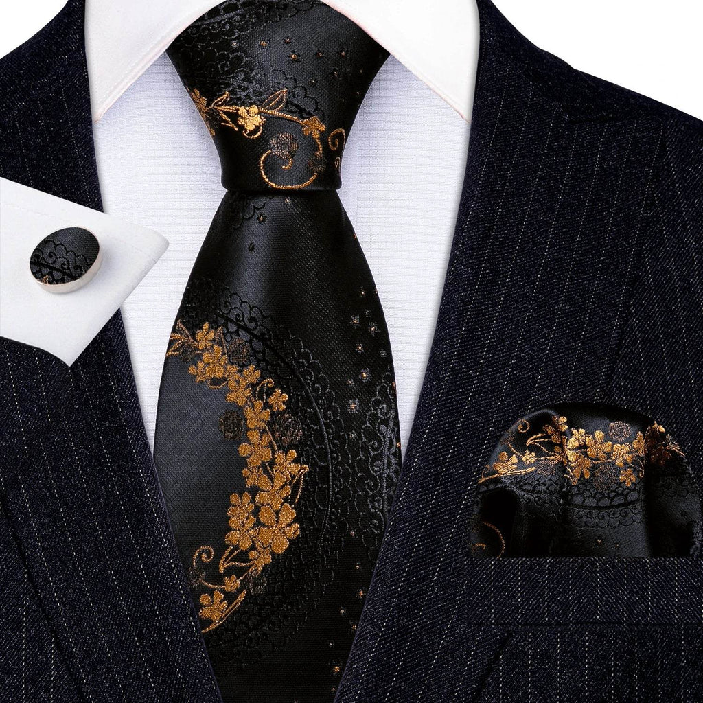 Floral Jacquard Silk Tie Set for Men - VacationGrabs