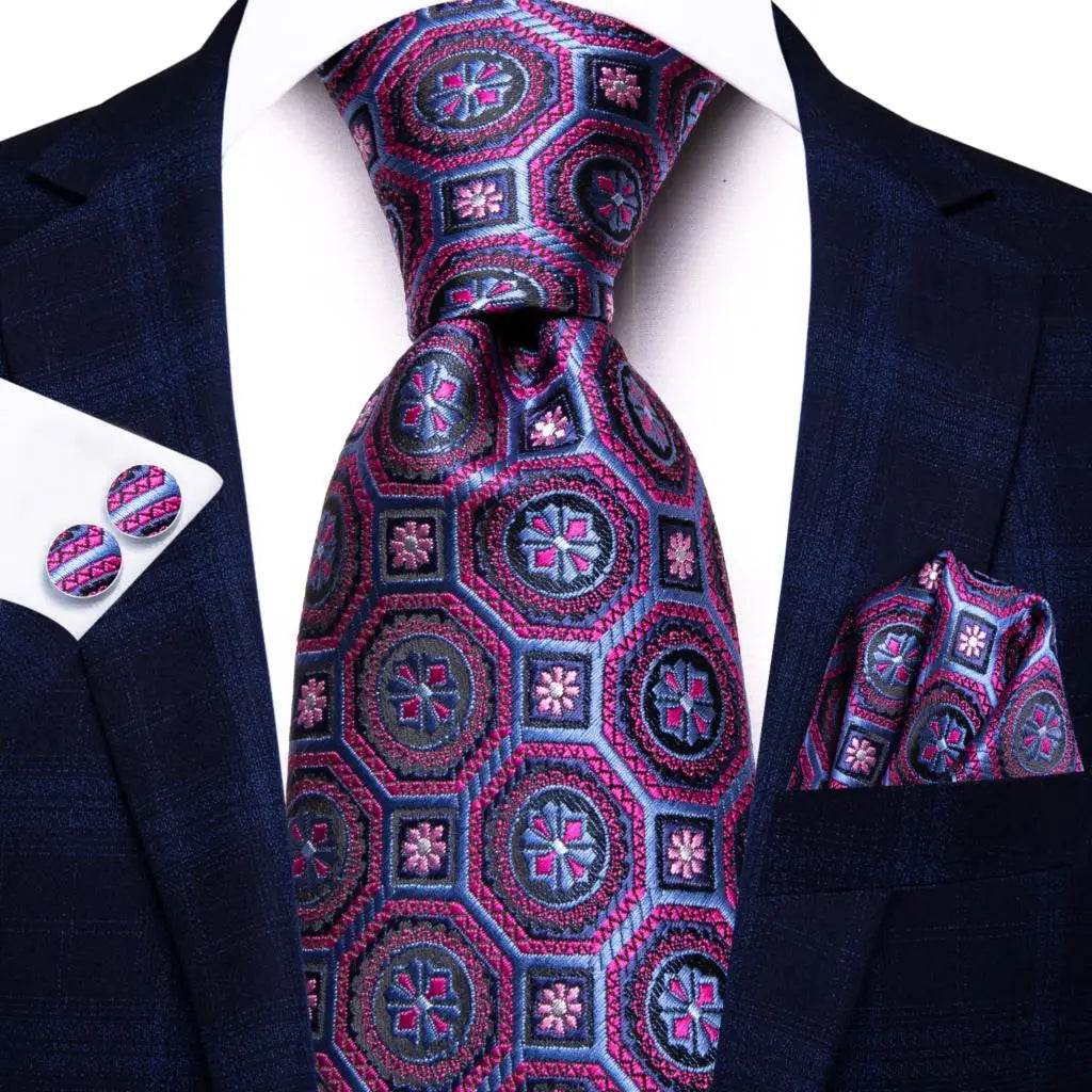 Purple Paisley Silk Tie Set for Men - VacationGrabs