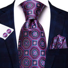 Purple Paisley Silk Tie Set for Men - VacationGrabs