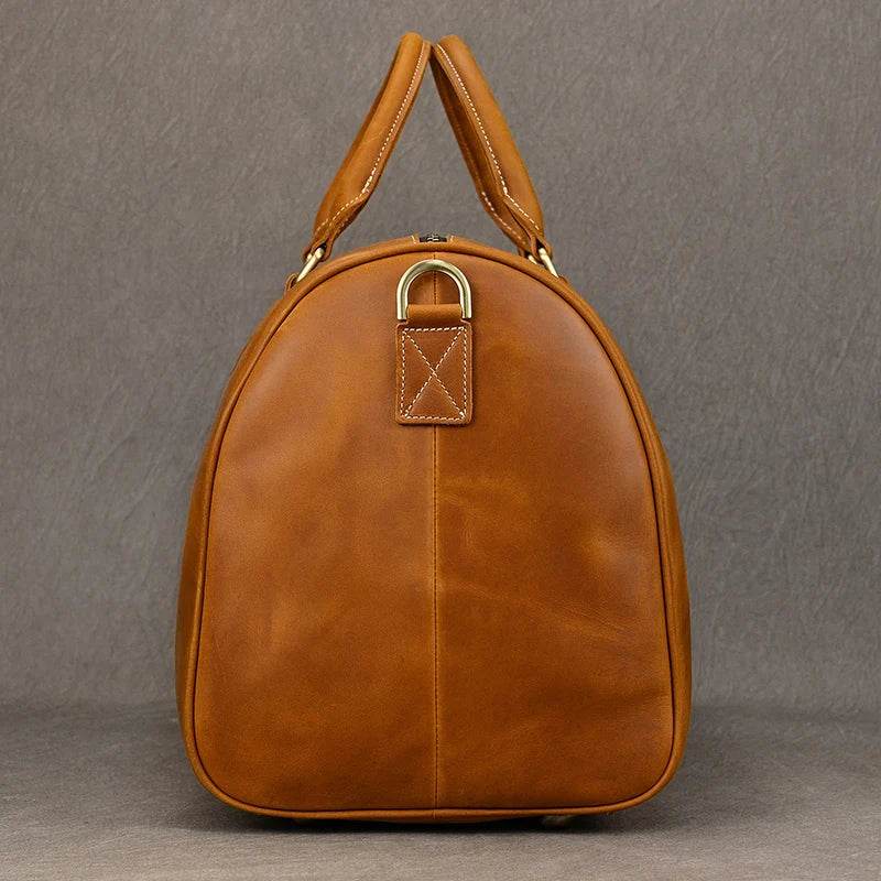 Crazy Horse Leather Travel Bag – Large Duffle for Men - VacationGrabs