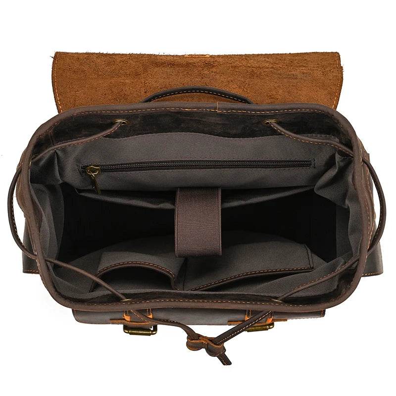 Leather Backpack for Camera DSLR Travel Bag for Men and Women - VacationGrabs
