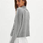 VacationGrabs Boho Women Sweater Long Sleeve Oversized Button Collared Pullover Lapel V Neck Knitted Jumper Tops Winter Fall Knitwear