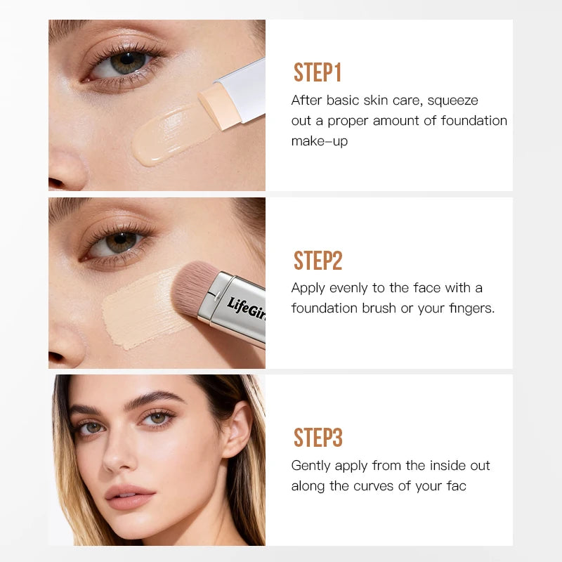 Double-Headed Foundation Stick with Brush, Matte Nude