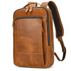 Vintage Travel Backpack Crazy Horse Leather Double Zipper Bag - VacationGrabs