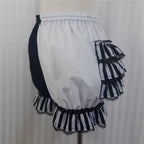 VacationGrabs Lolita Women Bloomers Shorts Color Block Patchwork Ruffle Lace Elastic Waist Pumpkin Pantalettes Sweet Cosplay Bottoms