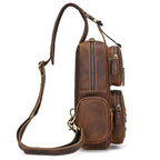 Men's Vintage Crazy Horse Leather Sling Chest Bag