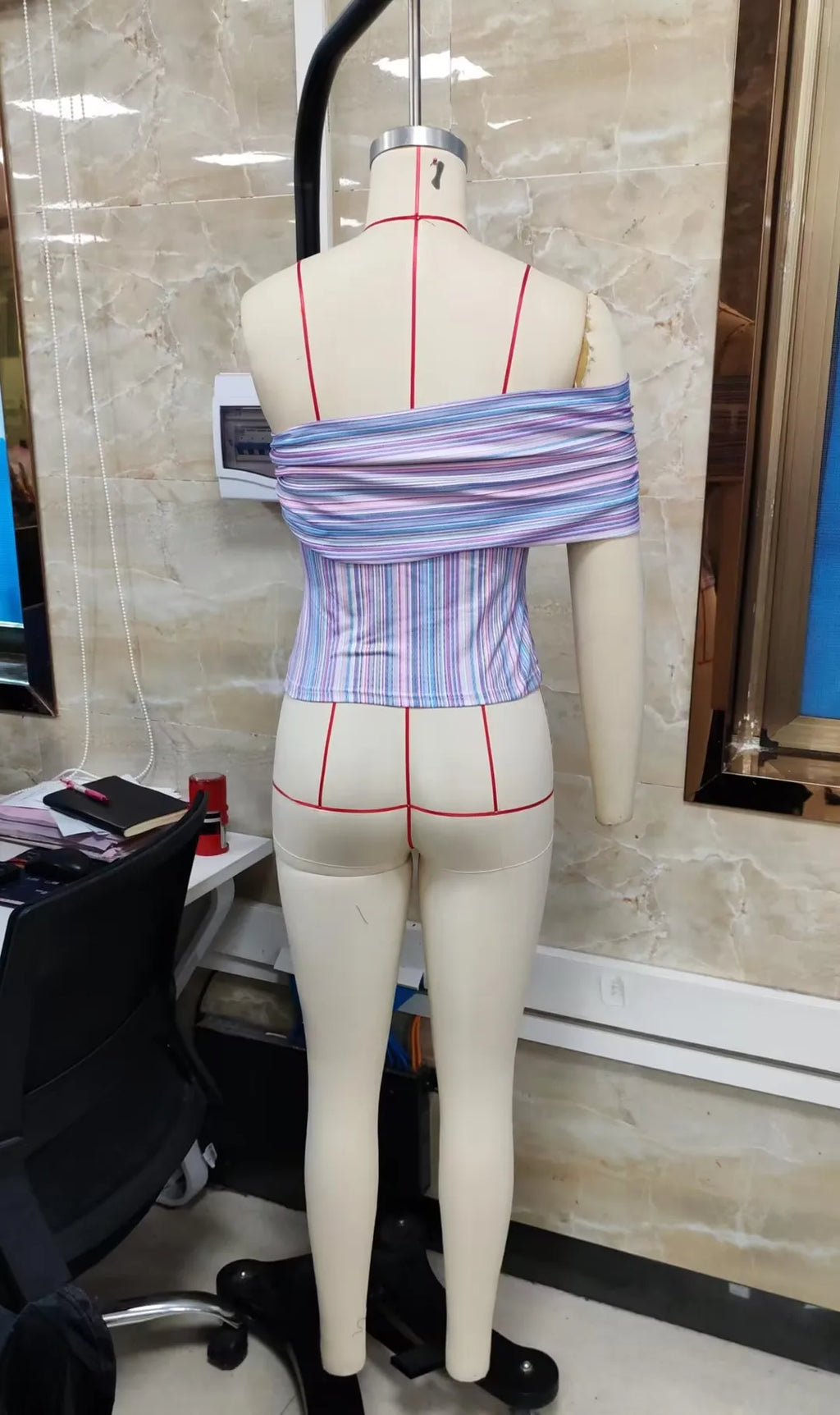VacationGrabs Women Multicolor Striped Off-Shoulder Slim Fit Crop Top Summer Wrap Style Neckline Bandeau Backless Shirts Streetwear
