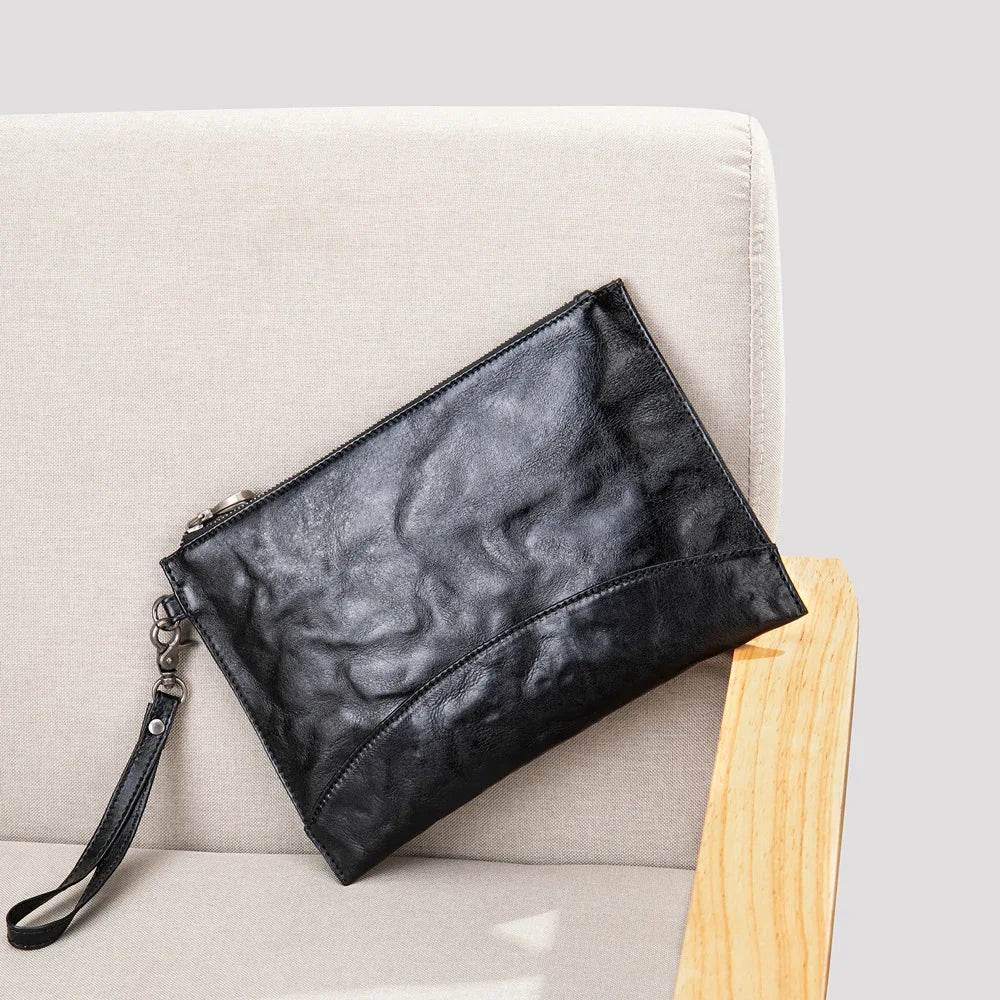 Genuine Leather Fashion Clutch Bag for Men with Phone Pouch & Wallet - VacationGrabs