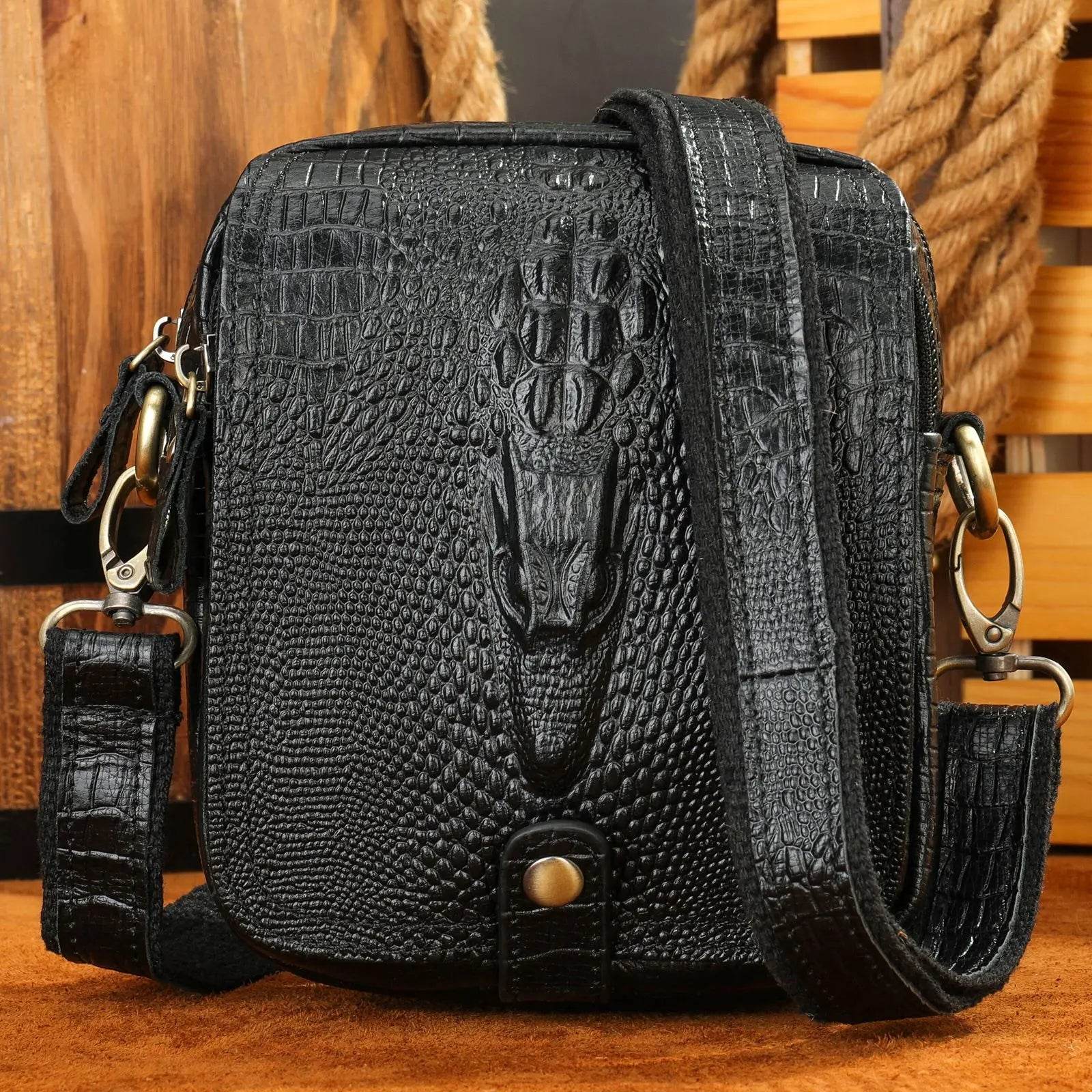 Men’s Vertical Leather Single Shoulder Crossbody Bag - VacationGrabs