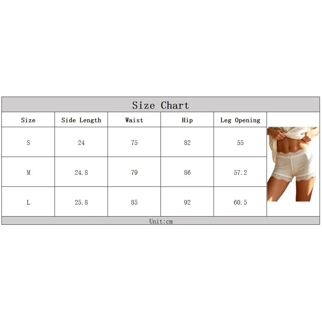 VacationGrabs Women Satin Lace Trim Safety Shorts High Waist Under Dress Slip Shorts Floral Lace Edge Seamless Underwear Short Panties
