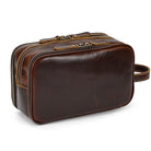 Personalized Groomsmen Leather Toiletry Kit Makeup Pouch for Men - VacationGrabs