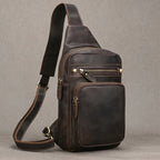 Retro Crazy Horse Leather Sling Bag for Men – Cowhide Chest Pack
