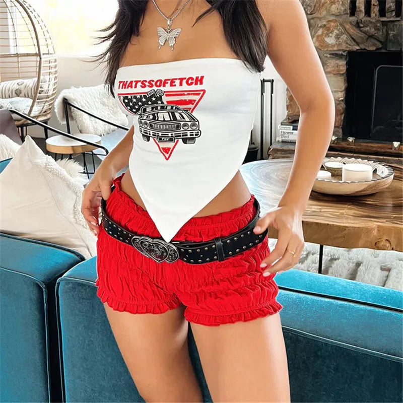 VacationGrabs Solid Plaid Shorts y2k Clothes Women Elastic Waist Ruffles Cake Shorts Bottoming Sweet Girl Lolita Pettipants