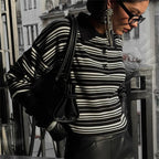 VacationGrabs Striped Sweater Women Long Sleeve Button Front Pullover Casual Crew Neck Tops Pullover Sweatshirt Fall Winter Outwear