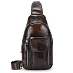 100% Genuine Leather Sling Bag Messenger Bag for Men Black - VacationGrabs