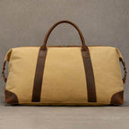 Canvas & Leather Travel Bag for Men Large Shoulder Weekender Bag - VacationGrabs
