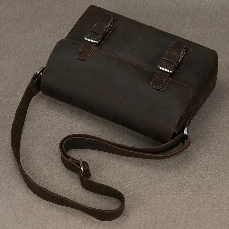 Top Leather Crazy Horse Leather 9.7" Ipad Shoulder Bag