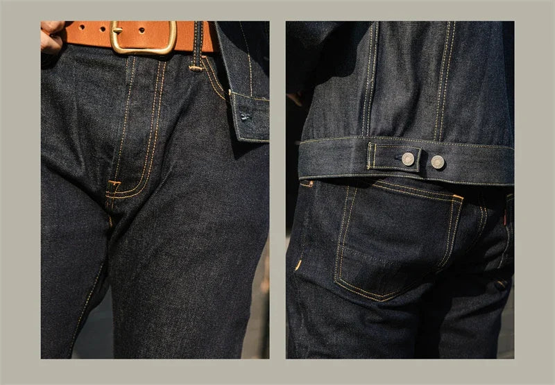Red Tornado Mens Slim Straight Jeans Rinsed Red Selvedge Denim Pants