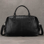 Soft Cowskin Leather Duffle Bag for Men & Women Weekend Travel - VacationGrabs