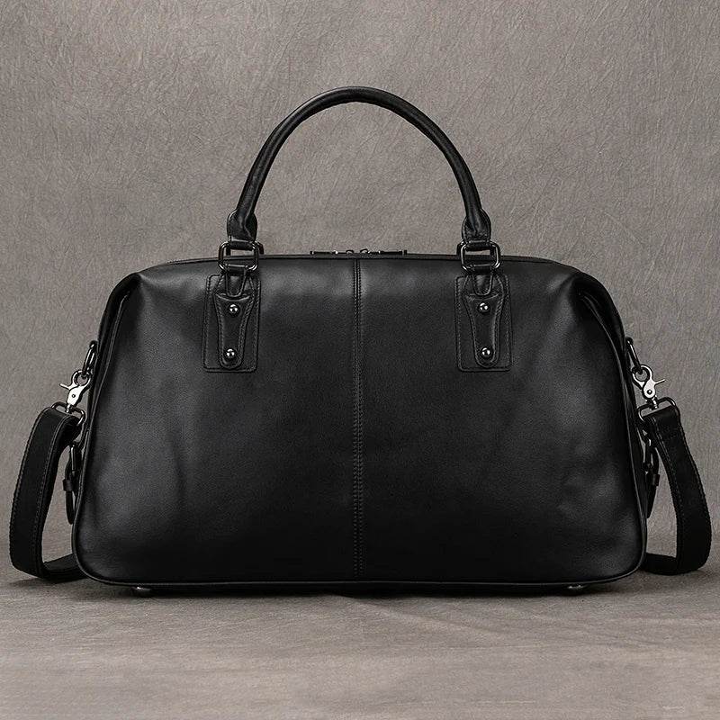 Soft Cowskin Leather Duffle Bag for Men & Women Weekend Travel - VacationGrabs