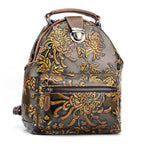Floral Retro Leather Backpack - VacationGrabs