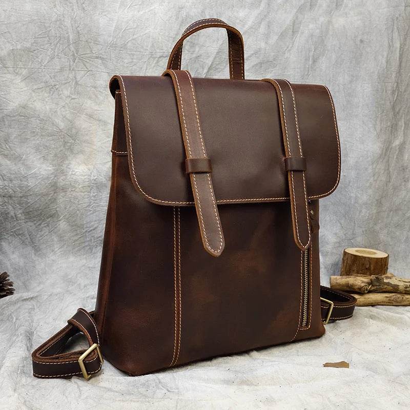 Leather Shoulder Backpack with Large Capacity for Men & Women - VacationGrabs