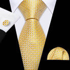 Gold & Beige Silk Tie Set for Men - VacationGrabs