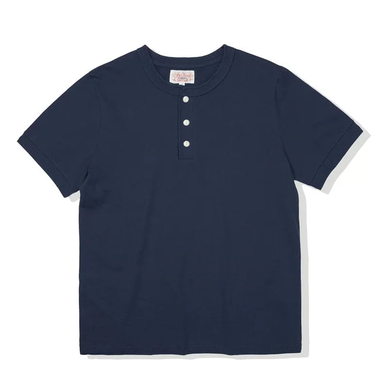 Red Tornado Short Sleeve Henley T-Shirt Heavyweight Cotton Every Day Tee Amekaji