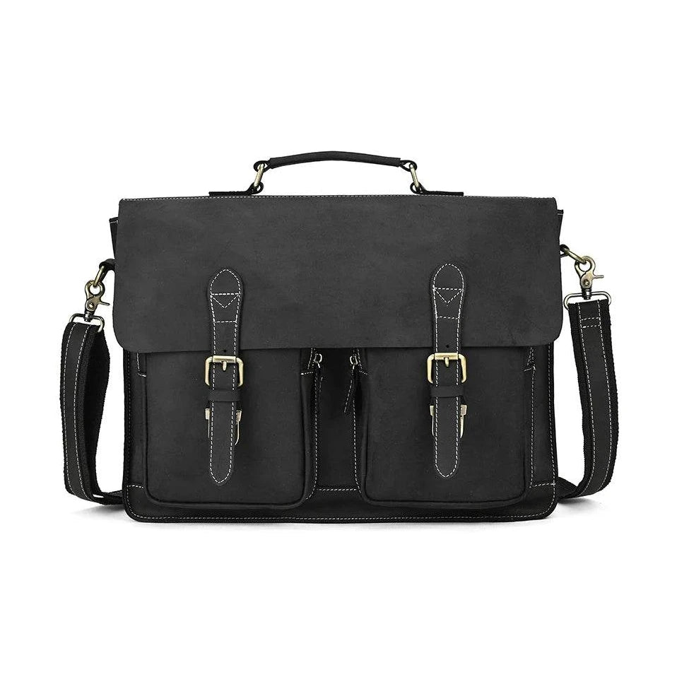 Luxury Genuine Leather Briefcase Laptop Bag Vintage Shoulder Bag - VacationGrabs