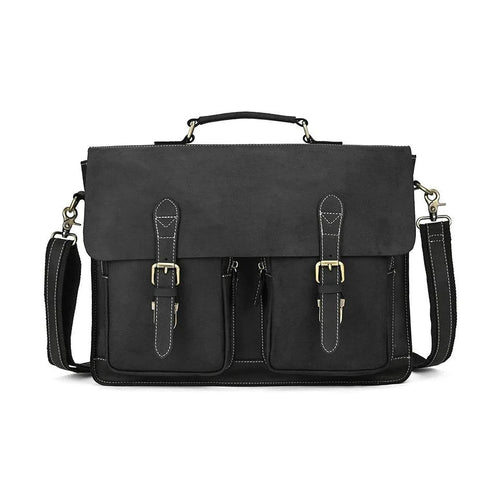 Luxury Genuine Leather Briefcase Laptop Bag Vintage Shoulder Bag - VacationGrabs