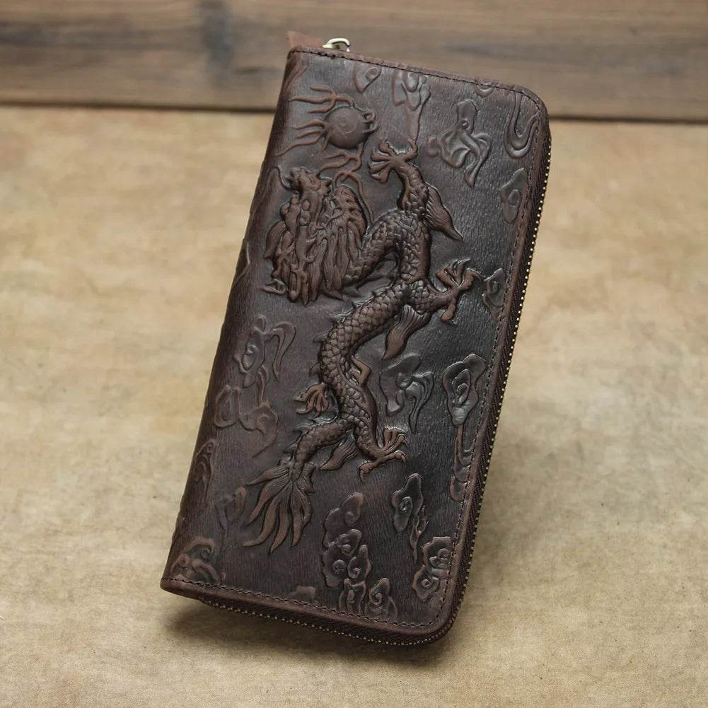 Luxury Men’s Leather Clutch Wallet Embossing Cowhide Long Purses - VacationGrabs