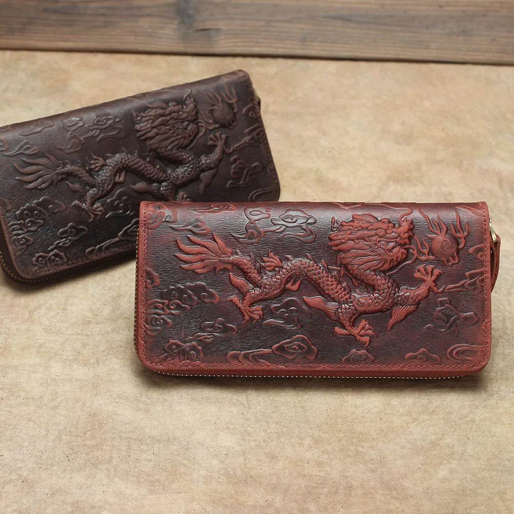Luxury Men’s Leather Clutch Wallet Embossing Cowhide Long Purses - VacationGrabs