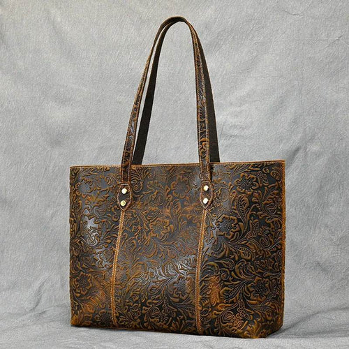 Retro Genuine Leather Shoulder Bag for Women Luxury Designer Tote - VacationGrabs
