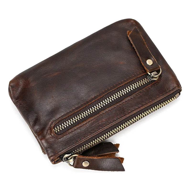 Small Leather Coin Wallet for Men & Women Zipper Mini Card Wallet - VacationGrabs