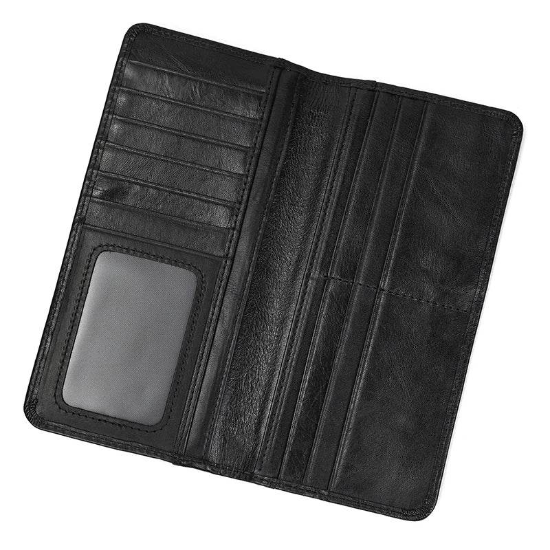Casual Men’s Long Wallet with Mobile Phone Card Holder Natural Cow Skin - VacationGrabs
