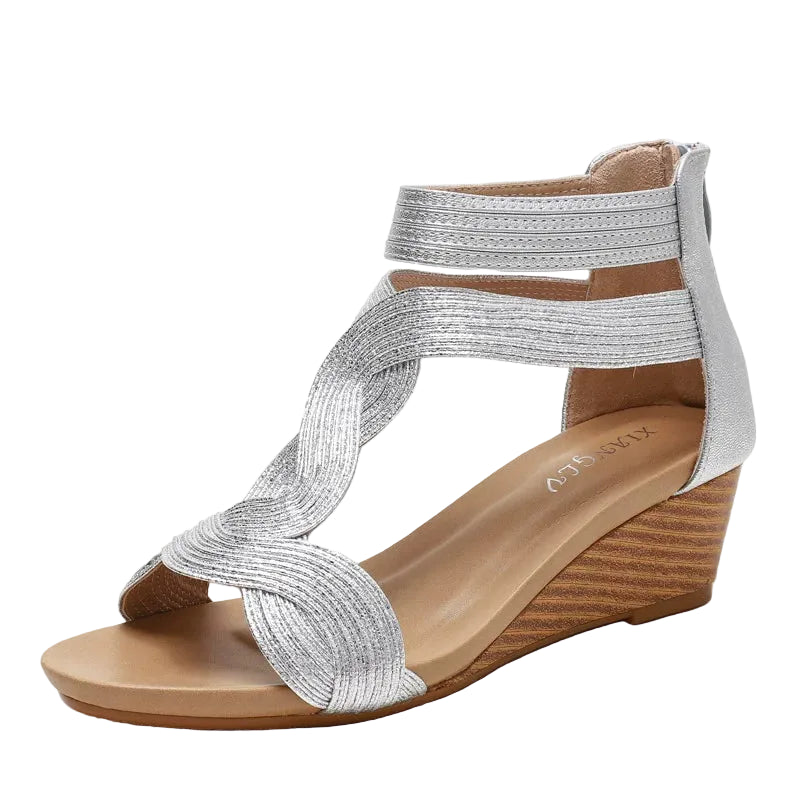 Women's Wedge Sandals with Stylish Striped Design