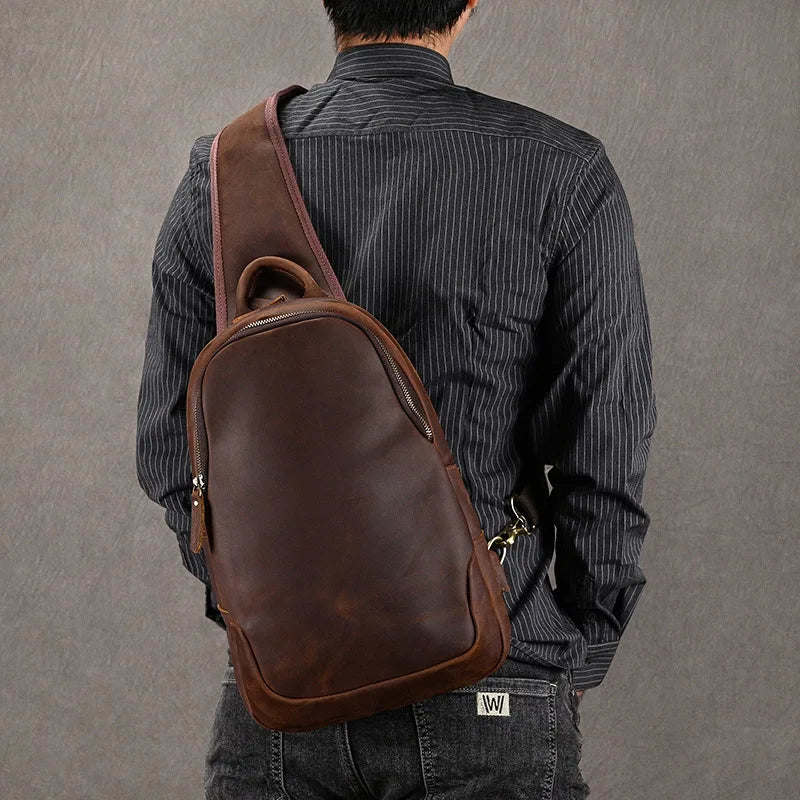 Men's Genuine Leather Sling Bag — Vintage Travel Crossbody