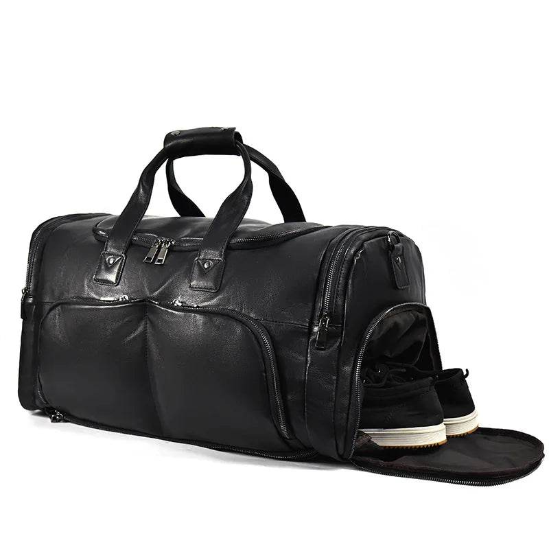 Large Genuine Leather Travel Bag – Soft Cowhide Weekender - VacationGrabs
