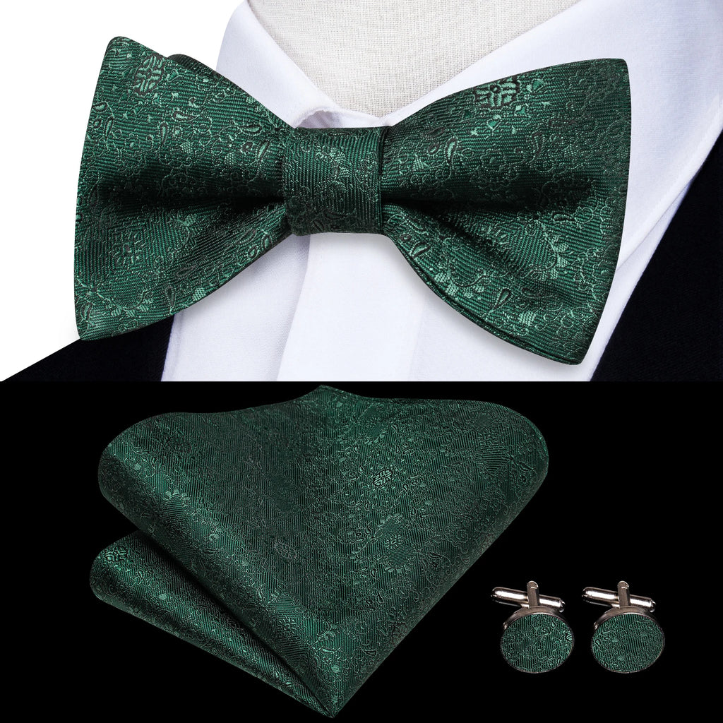 Elegant Mens Bow Tie Set with Cufflinks - Various Colors